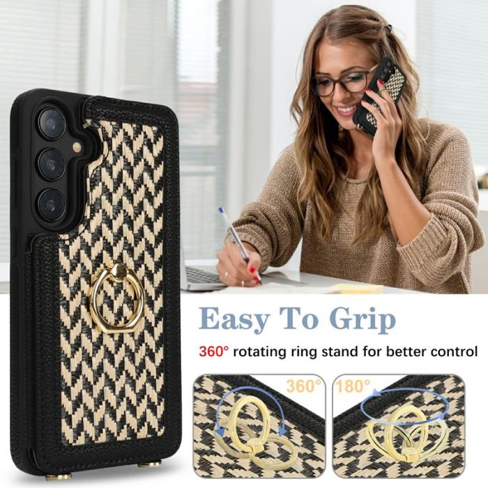 OEM - Samsung Galaxy A35 5G Skal PU+TPU Med Kortfack Ställ - Svart