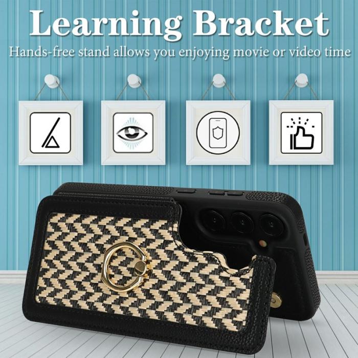 OEM - Samsung Galaxy A35 5G Skal PU+TPU Med Kortfack Ställ - Svart