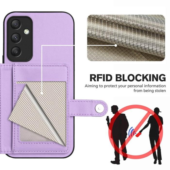 OEM - Samsung Galaxy A35 5G Skal RFID Skydd Plånboksfodral TPU + Konstläder - Lila