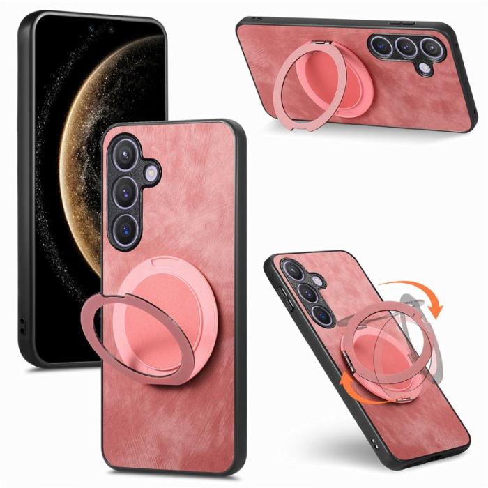 OEM - Samsung Galaxy A35 5G Skal Rotera Kickstand Retro Läder - Rosa