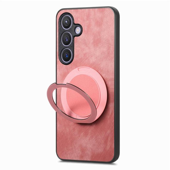 OEM - Samsung Galaxy A35 5G Skal Rotera Kickstand Retro Läder - Rosa