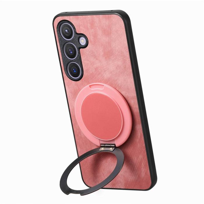 OEM - Samsung Galaxy A35 5G Skal Rotera Kickstand Retro Läder - Rosa