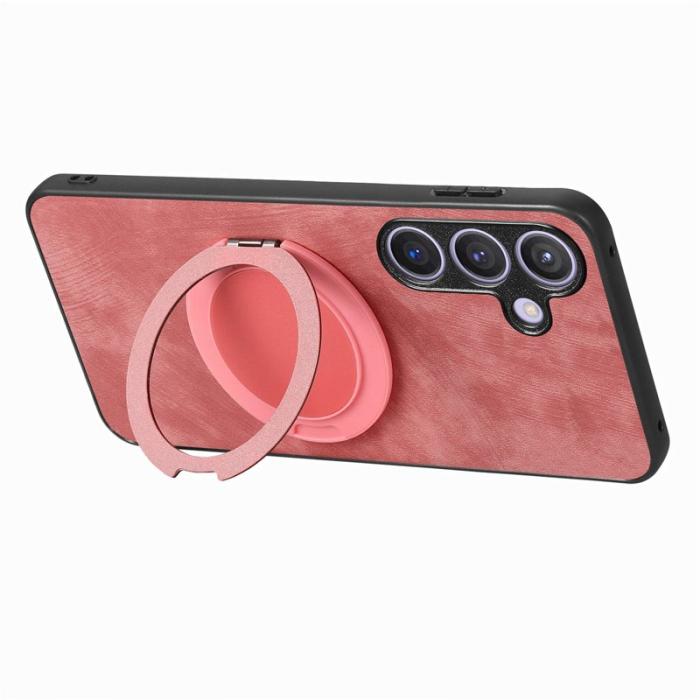 OEM - Samsung Galaxy A35 5G Skal Rotera Kickstand Retro Läder - Rosa