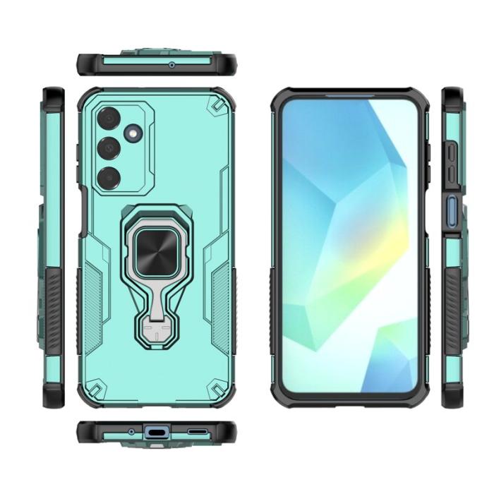 OEM - Samsung Galaxy A35 5G Skal Rotera Ring Kickstand Plast - Grön