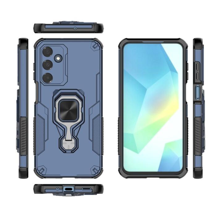 OEM - Samsung Galaxy A35 5G Skal Rotera Ring Kickstand Plast - Marinblå