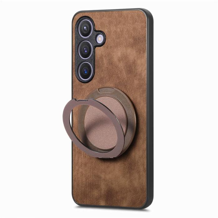 OEM - Samsung Galaxy A35 5G Skal Rotera Ställ Äkta Läder - Brun