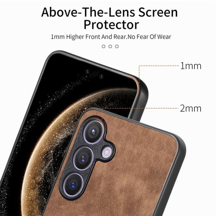 OEM - Samsung Galaxy A35 5G Skal Rotera Ställ Äkta Läder - Brun