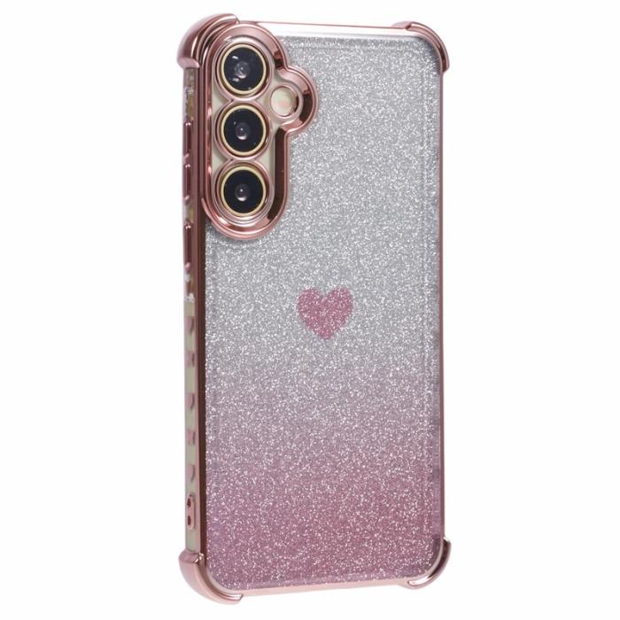 OEM - Samsung Galaxy A35 5G Skal TPU Drop Skydd Hjärtmönster - Rosa