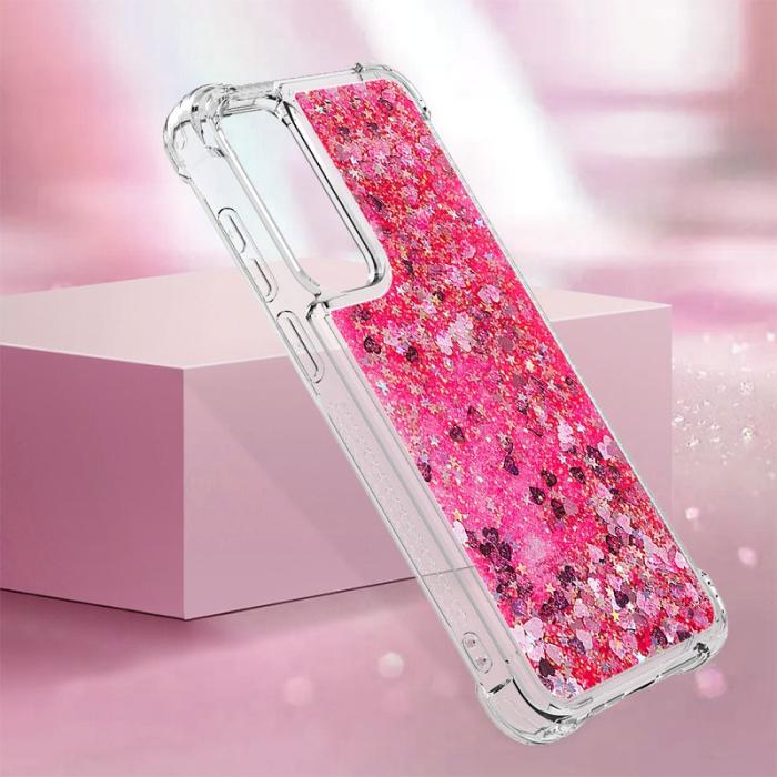 OEM - Samsung Galaxy A35 5G Skal TPU Glittrande Stötskydd - Rosa / Hjärtar