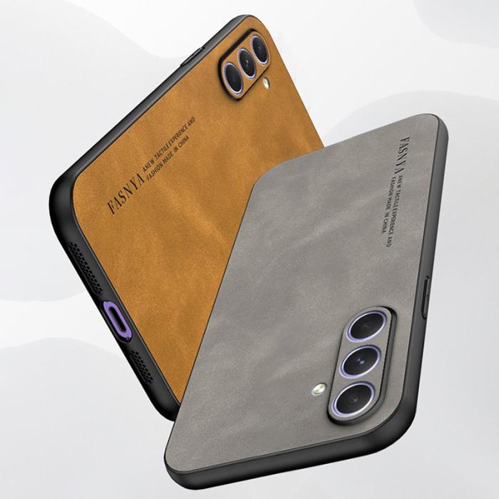 OEM - Samsung Galaxy A35 5G Skal TPU + Konstläder Slim - Vinröd