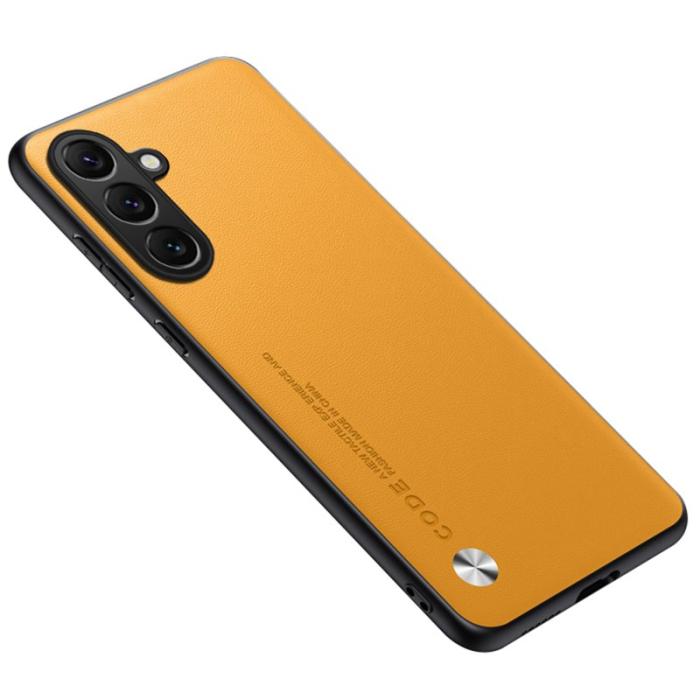 OEM - Samsung Galaxy A35 5G Skal TPU + Konstläder Textur - Gul