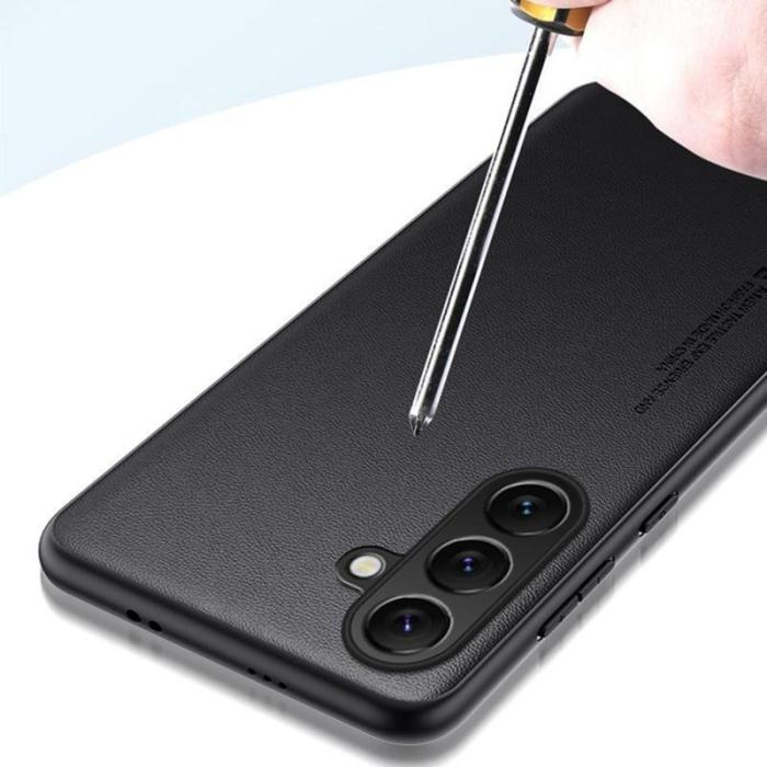 OEM - Samsung Galaxy A35 5G Skal TPU + Konstläder Textur - Gul