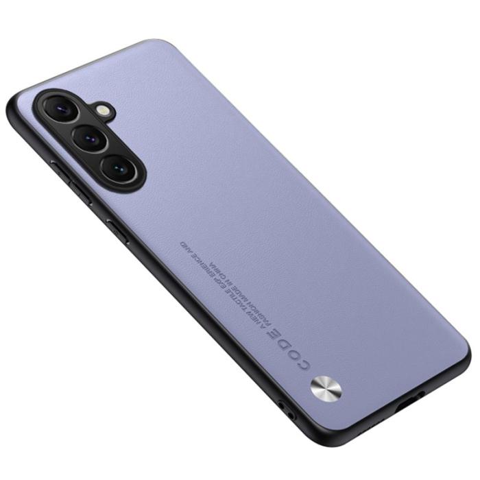 OEM - Samsung Galaxy A35 5G Skal TPU + Konstläder Textur - Rökig Lila