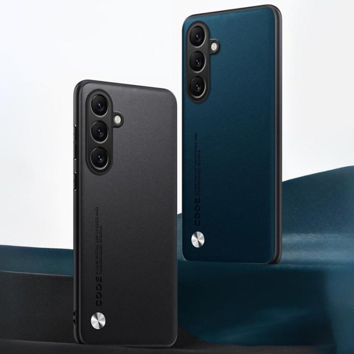 OEM - Samsung Galaxy A35 5G Skal TPU + Konstläder Textur - Rökig Lila