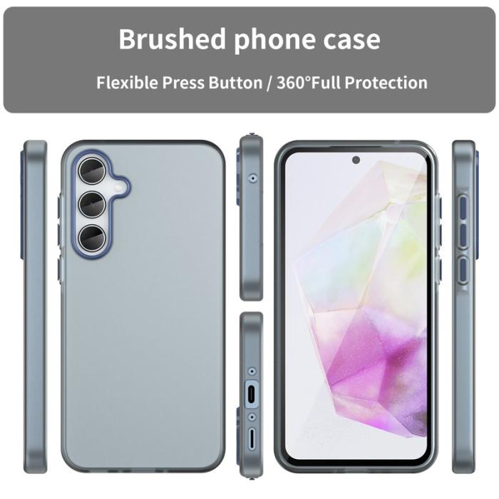 OEM - Samsung Galaxy A35 5G Skal TPU + PC Matt Transparent Design - Mörkblå