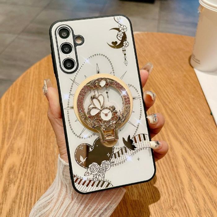 OEM - Samsung Galaxy A35 5G Skal TPU + PC Rhinestones Dekor - Vit