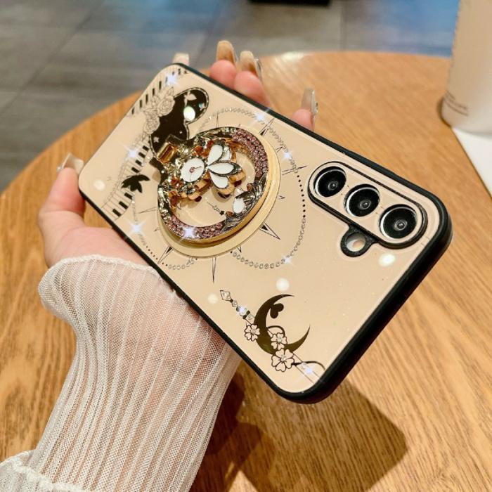 OEM - Samsung Galaxy A35 5G Skal TPU + PC Rhinestones Dekor - Vit