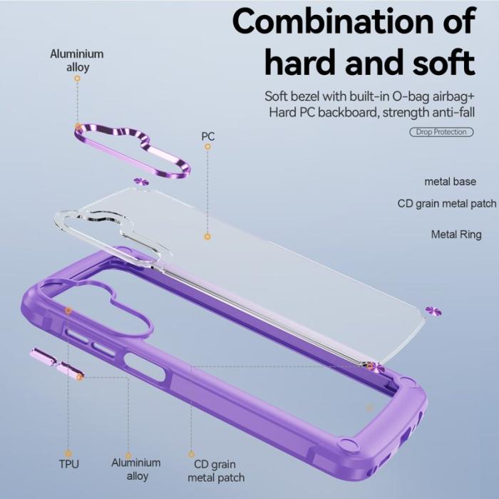 OEM - Samsung Galaxy A35 5G Skal TPU Ram Klar PC Baksida - Lila