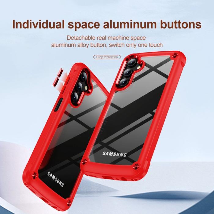 OEM - Samsung Galaxy A35 5G Skal TPU Ram Klar PC Baksida - Röd