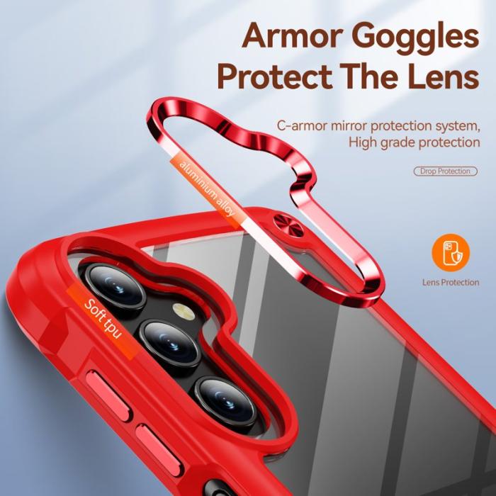 OEM - Samsung Galaxy A35 5G Skal TPU Ram Klar PC Baksida - Röd