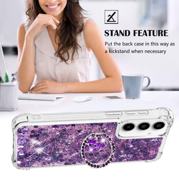 OEM - Samsung Galaxy A35 5G Skal TPU Stöd Fodral - Mörklila / Hjärtan