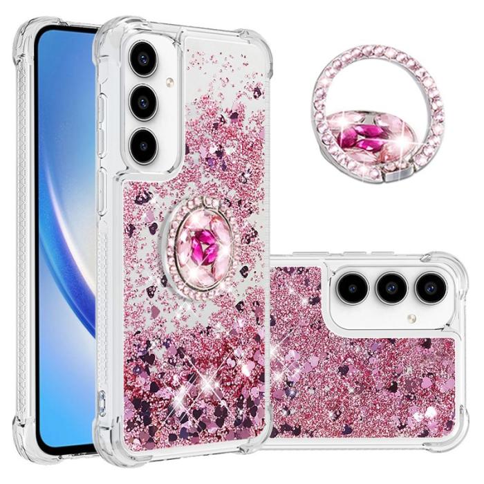 OEM - Samsung Galaxy A35 5G Skal TPU Stöd Fodral - Roséguld / Hjärtan