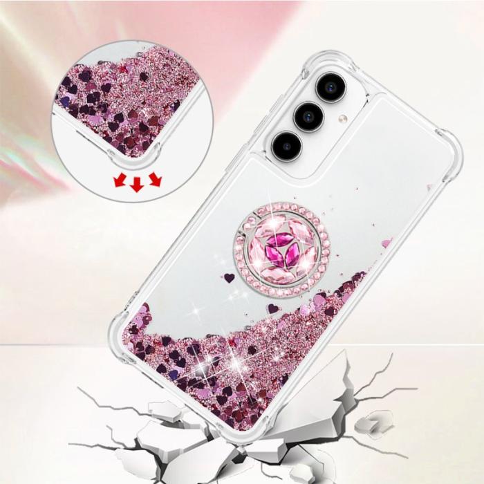 OEM - Samsung Galaxy A35 5G Skal TPU Stöd Fodral - Roséguld / Hjärtan