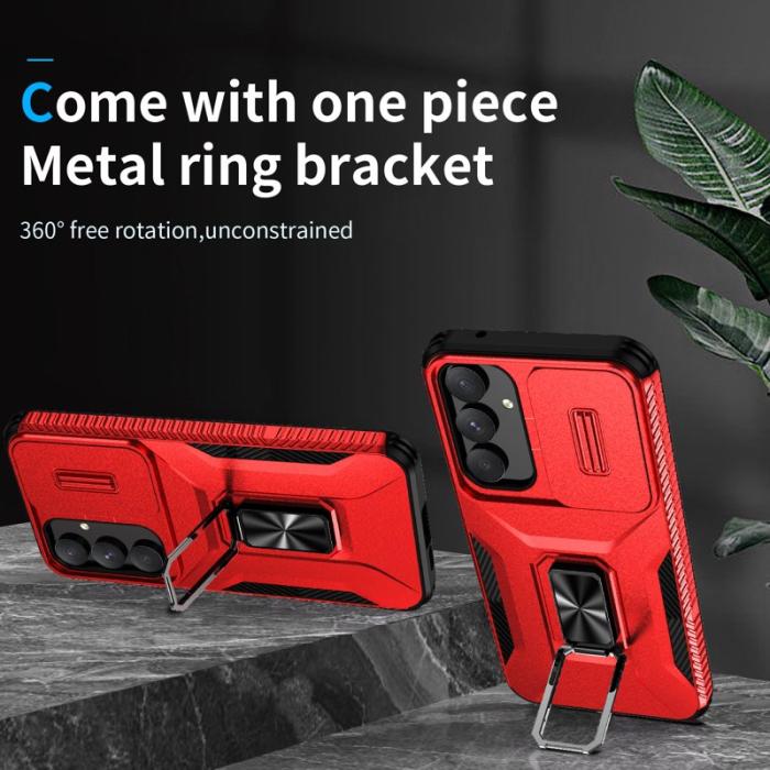 OEM - Samsung Galaxy A35 5G Skal TPU+PC Med Ställ / Linsskydd - Röd