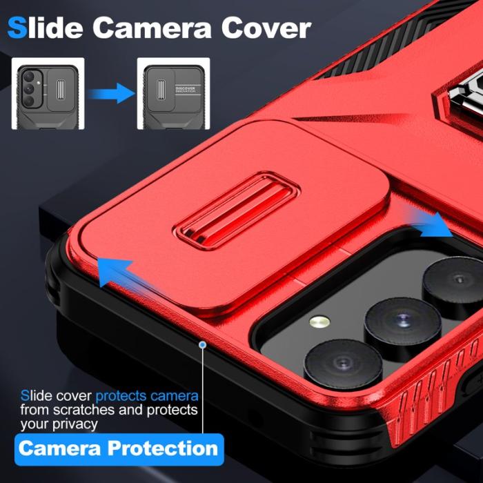 OEM - Samsung Galaxy A35 5G Skal TPU+PC Med Ställ / Linsskydd - Röd