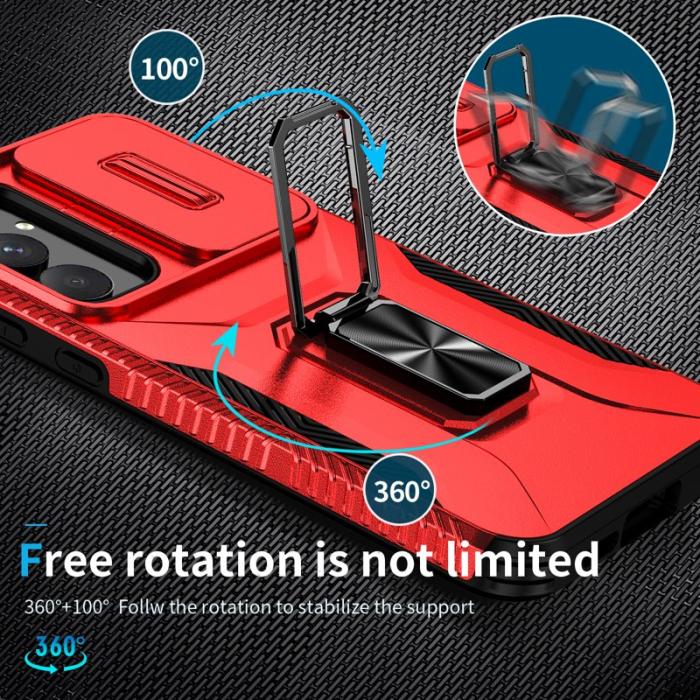 OEM - Samsung Galaxy A35 5G Skal TPU+PC Med Ställ / Linsskydd - Röd