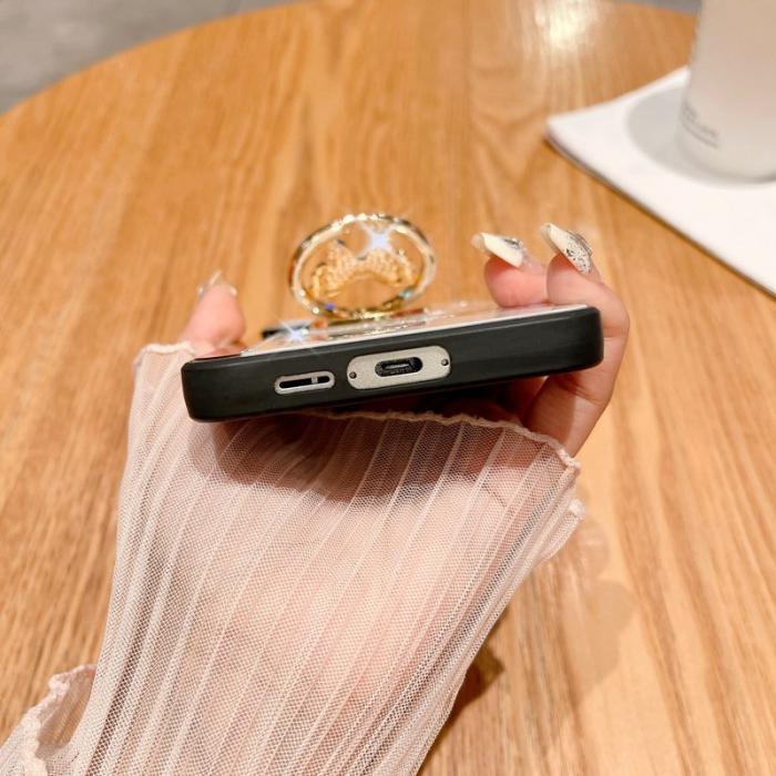 OEM - Samsung Galaxy A35 5G Skal TPU+PC Rhinestones Blomma - Lila