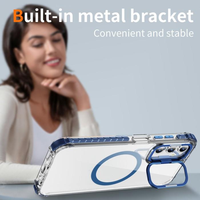 OEM - Samsung Galaxy A35 5G Skal Transparent Med Stativ Magnetiskt - Blå