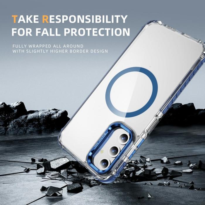 OEM - Samsung Galaxy A35 5G Skal Transparent Med Stativ Magnetiskt - Blå