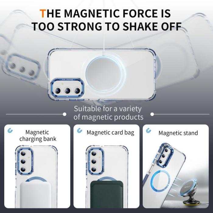 OEM - Samsung Galaxy A35 5G Skal Transparent Med Stativ Magnetiskt - Blå