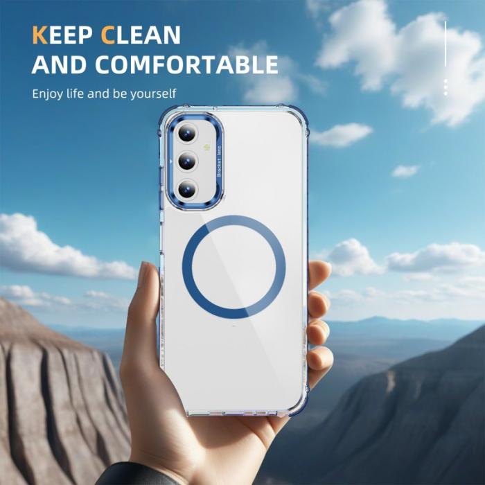 OEM - Samsung Galaxy A35 5G Skal Transparent Med Stativ Magnetiskt - Blå