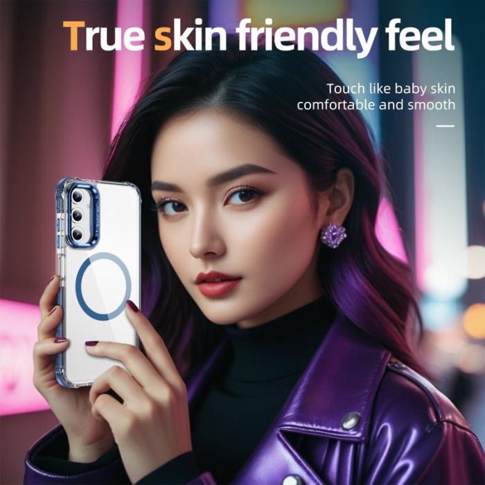 OEM - Samsung Galaxy A35 5G Skal Transparent Med Stativ Magnetiskt - Blå