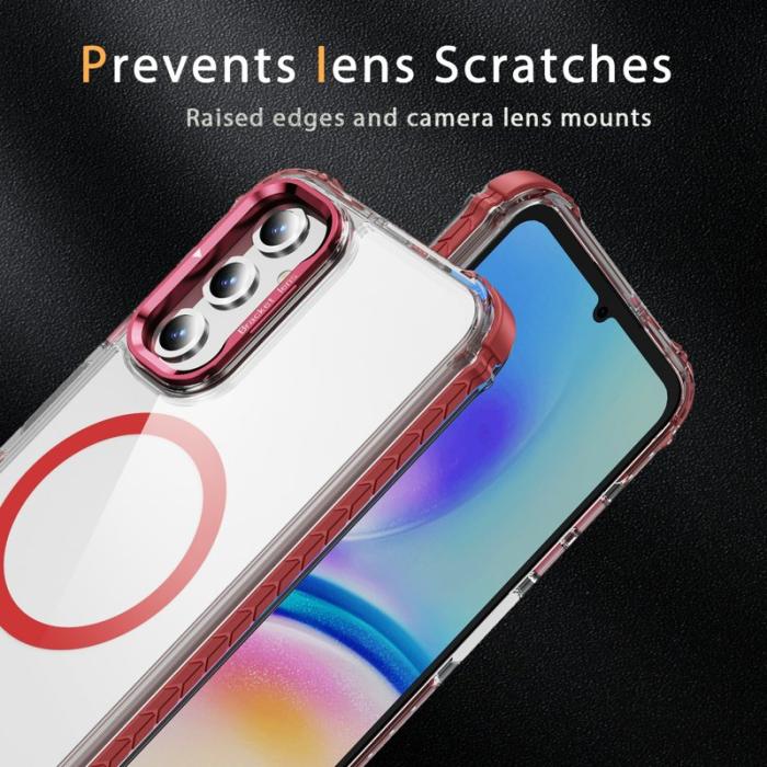 OEM - Samsung Galaxy A35 5G Skal Transparent Med Stativ Magnetiskt - Röd