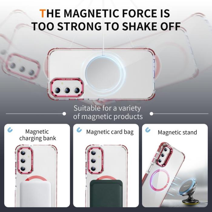 OEM - Samsung Galaxy A35 5G Skal Transparent Med Stativ Magnetiskt - Röd