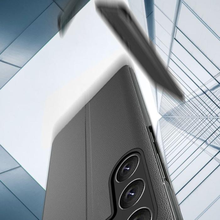 OEM - Samsung Galaxy A35 5G Skal View Window Konstläder Ställ - Orange