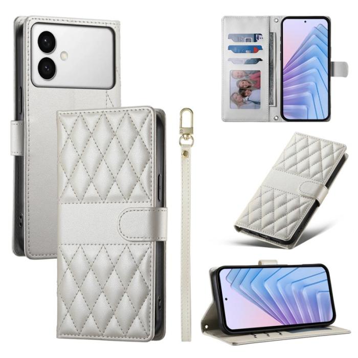 OEM - Samsung Galaxy S26 Edge Fodral Äkta Läder Rhombus - Beige