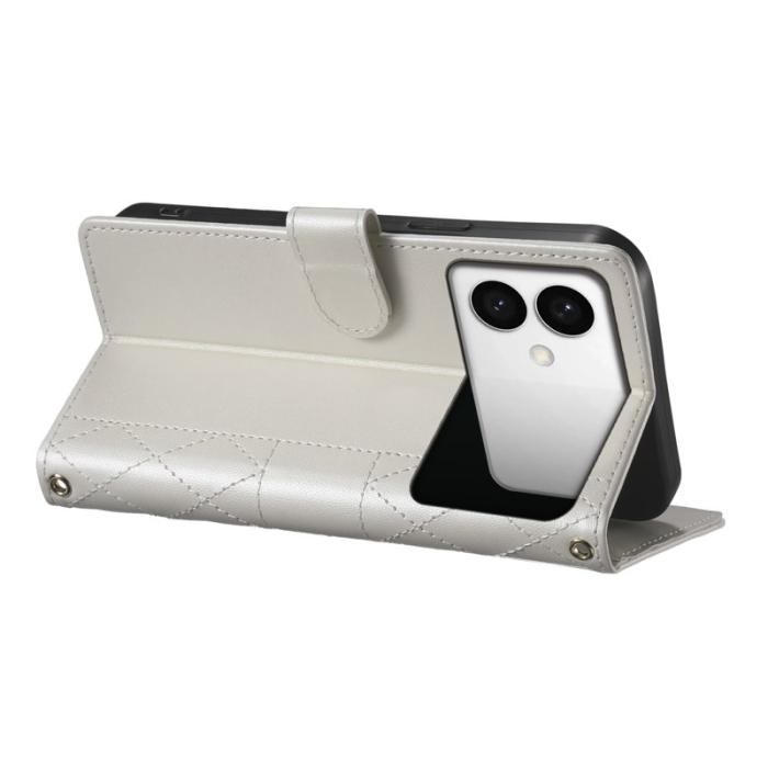 OEM - Samsung Galaxy S26 Edge Fodral Äkta Läder Rhombus - Beige