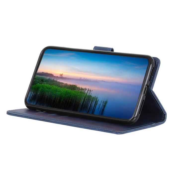 OEM - Samsung Galaxy S26 Edge Fodral Äkta Läder Ställ Skydd - Blå