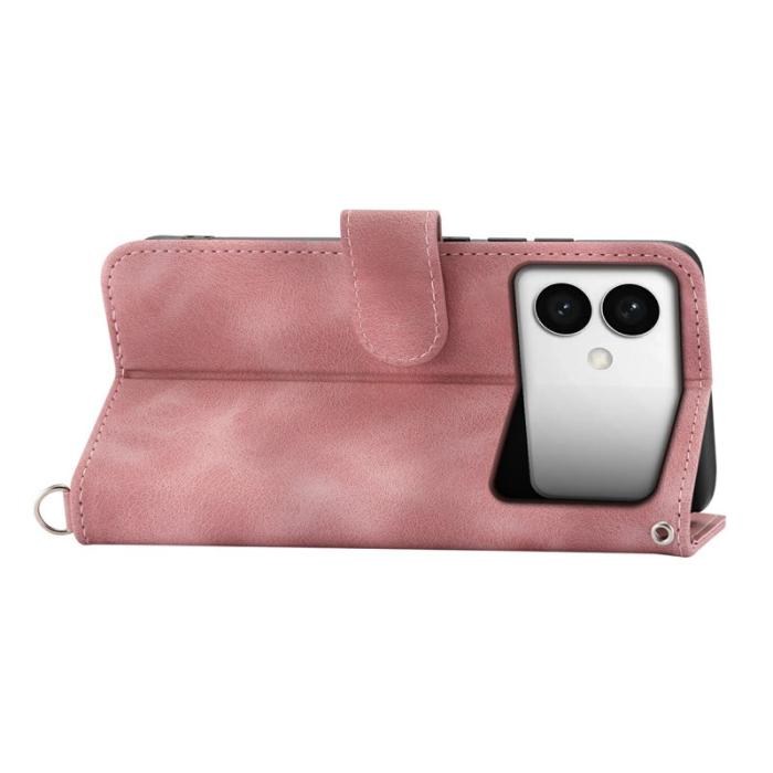 OEM - Samsung Galaxy S26 Edge Fodral Blommönster PU Läder - Rosa