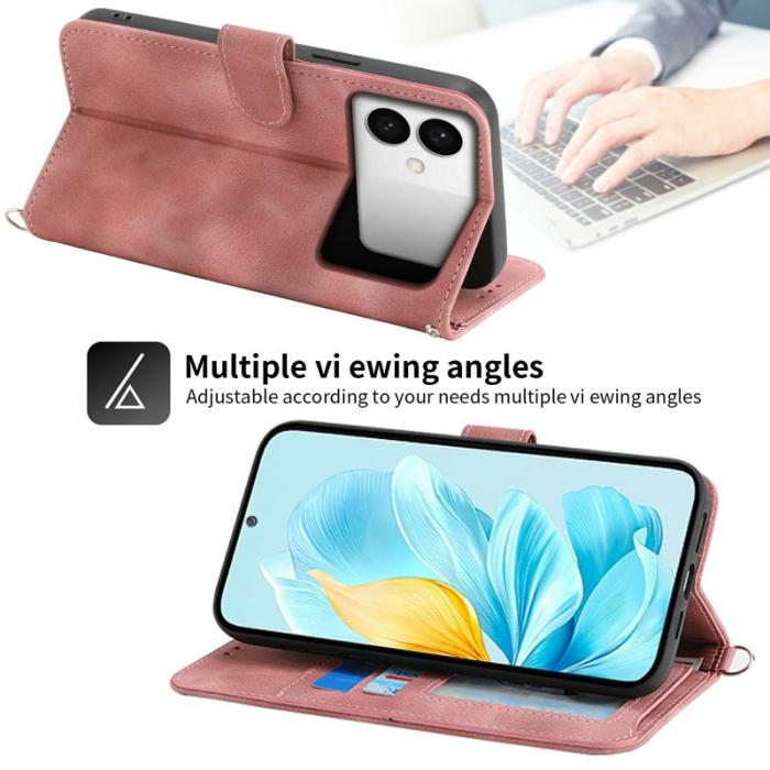 OEM - Samsung Galaxy S26 Edge Fodral Blommönster PU Läder - Rosa