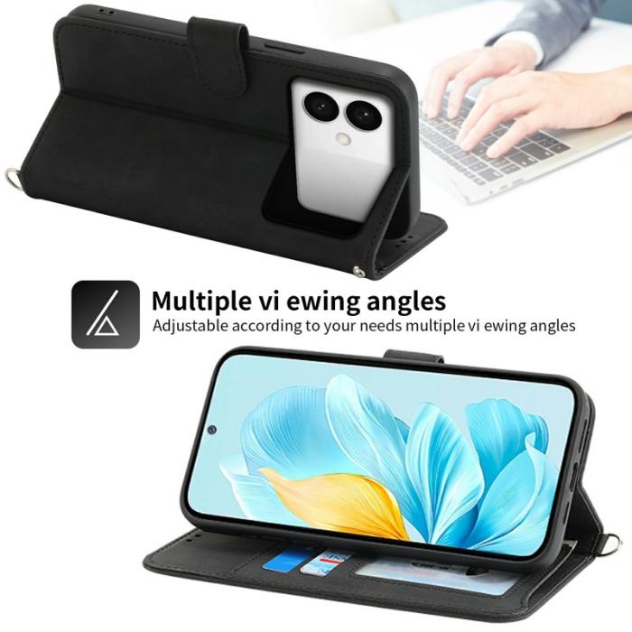 OEM - Samsung Galaxy S26 Edge Fodral Blommönster PU Läder - Svart