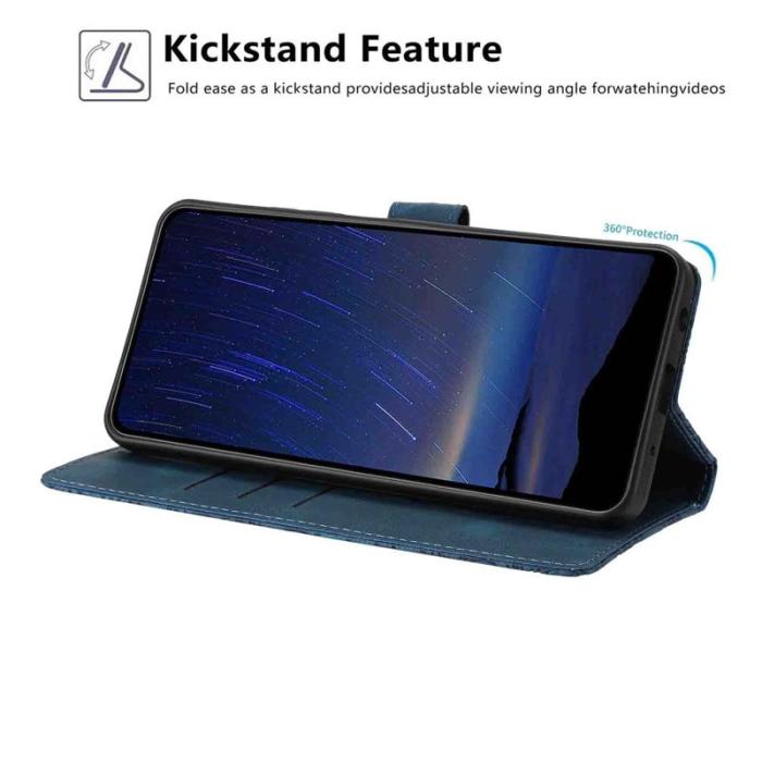 OEM - Samsung Galaxy S26 Edge Fodral Konstläder Blommönster - Blå