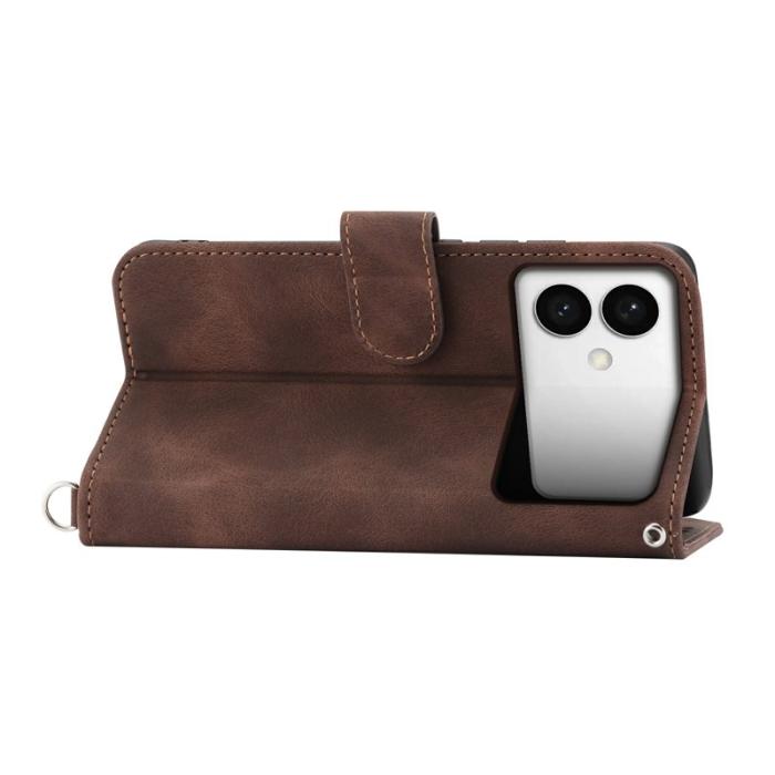 OEM - Samsung Galaxy S26 Edge Fodral Konstläder Blommönster - Brun