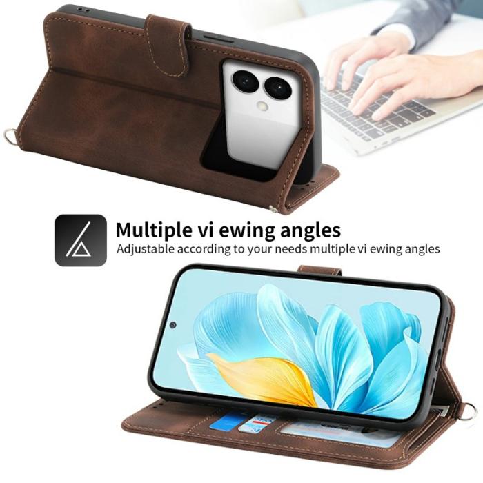 OEM - Samsung Galaxy S26 Edge Fodral Konstläder Blommönster - Brun