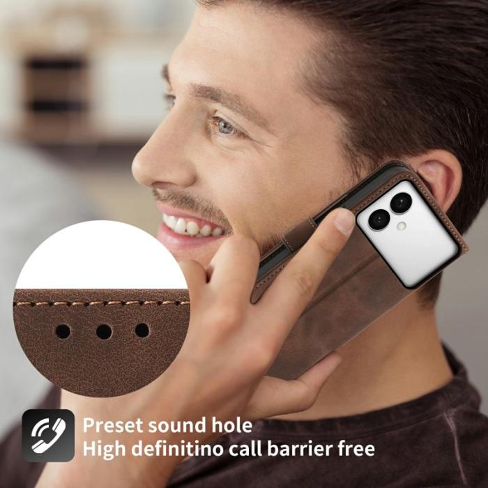 OEM - Samsung Galaxy S26 Edge Fodral Konstläder Blommönster - Brun