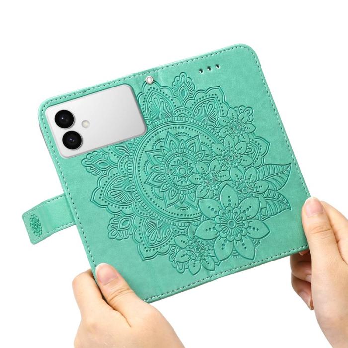 OEM - Samsung Galaxy S26 Edge Fodral Konstläder Blommönster - Grön